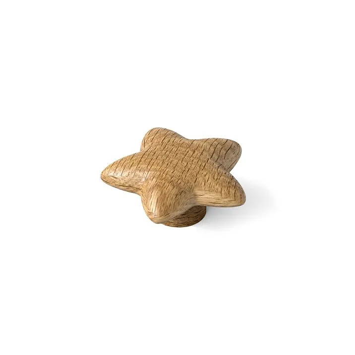 Wooden children's furniture handle with star pattern
