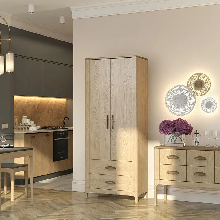 Wooden furniture handle on furniture front