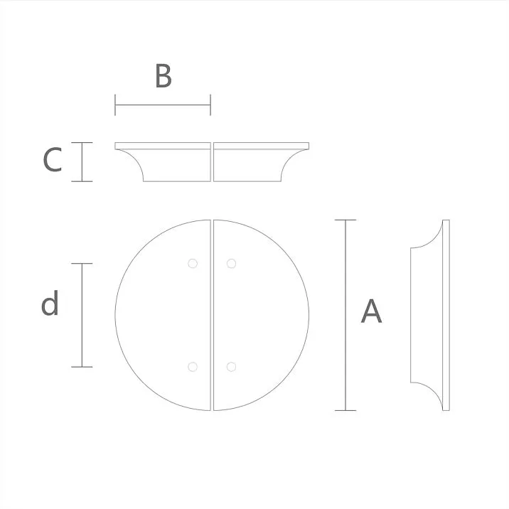 Round furniture handle Sunrise HL-059M with coating, drawing