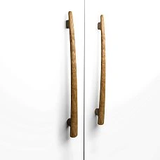 Wooden furniture handles on the facade