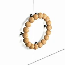 Furniture handle Eclipse HL-072 made of beech on a white facade, angled view
