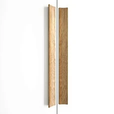 Long furniture handles on cabinet fronts