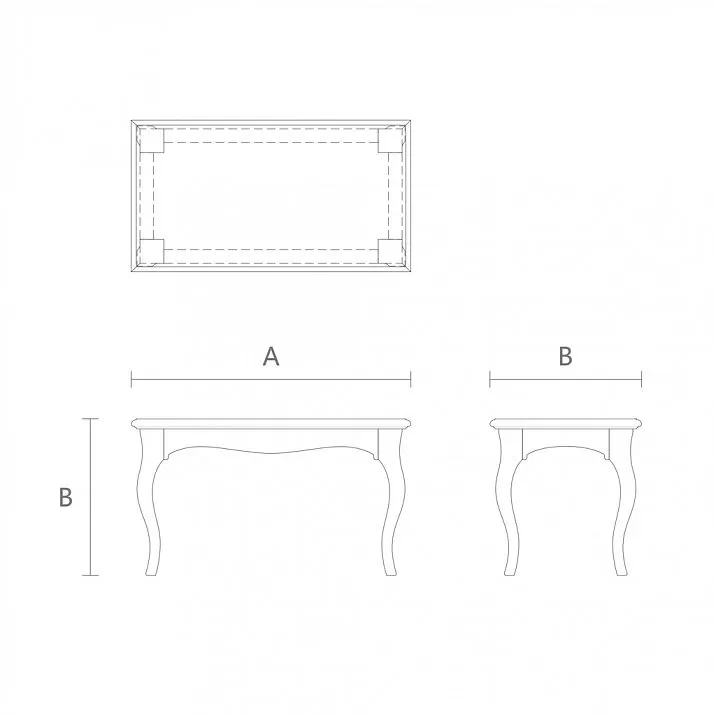 Drawing of the TBR-002 bench made of solid wood