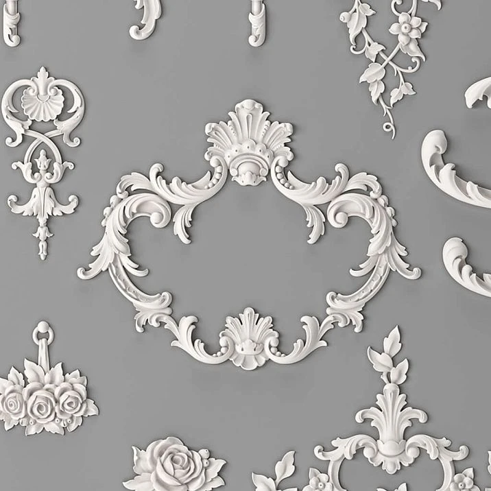 Exhibition stand SVPU‑004 for displaying moldings and decorative elements.