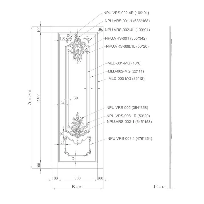 Exhibition stand SVPU‑005 Versal for presenting decor drawings