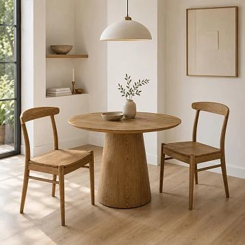 Camelot 002-015 oak table &mdash; round wooden table in modern style, front view