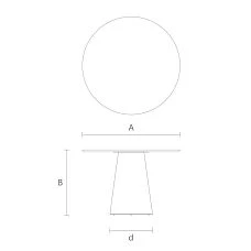 Size diagram of the Camelot 002-015 table &mdash; round table with central base