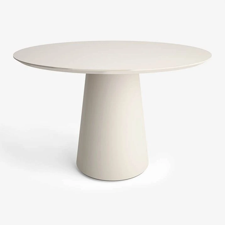Camelot 002-015 table in White Enamel RAL 9010 finish &mdash; round solid wood table, front view