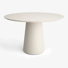 Camelot 002-015 table in White Enamel RAL 9010 finish &mdash; round solid wood table, front view