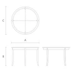 Detailed plan of the Chester 002-012 table top, emphasizing the high-quality finish of natural beech or oak.