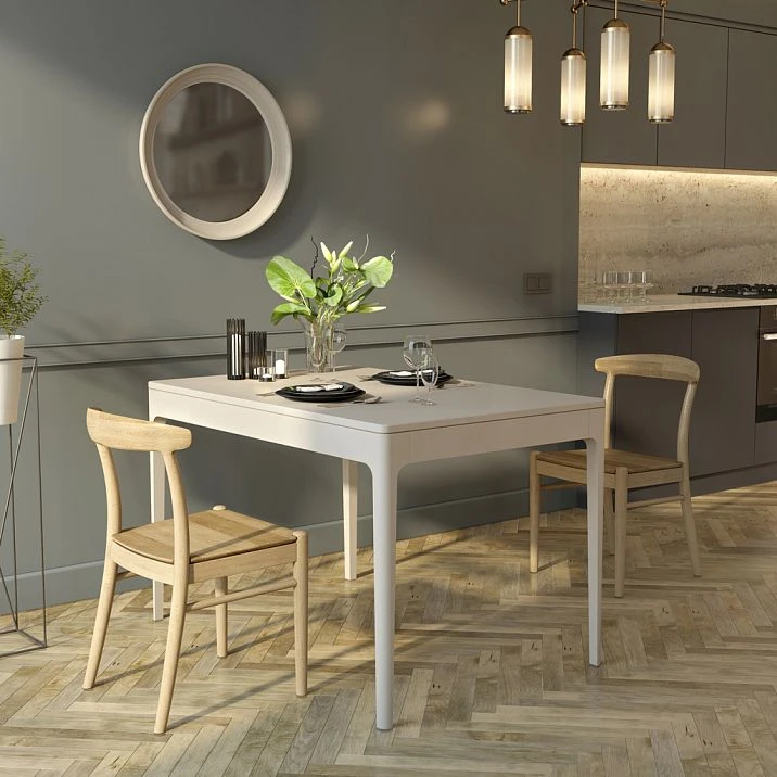 Norton 002-009 wooden table in an interior with wooden furniture