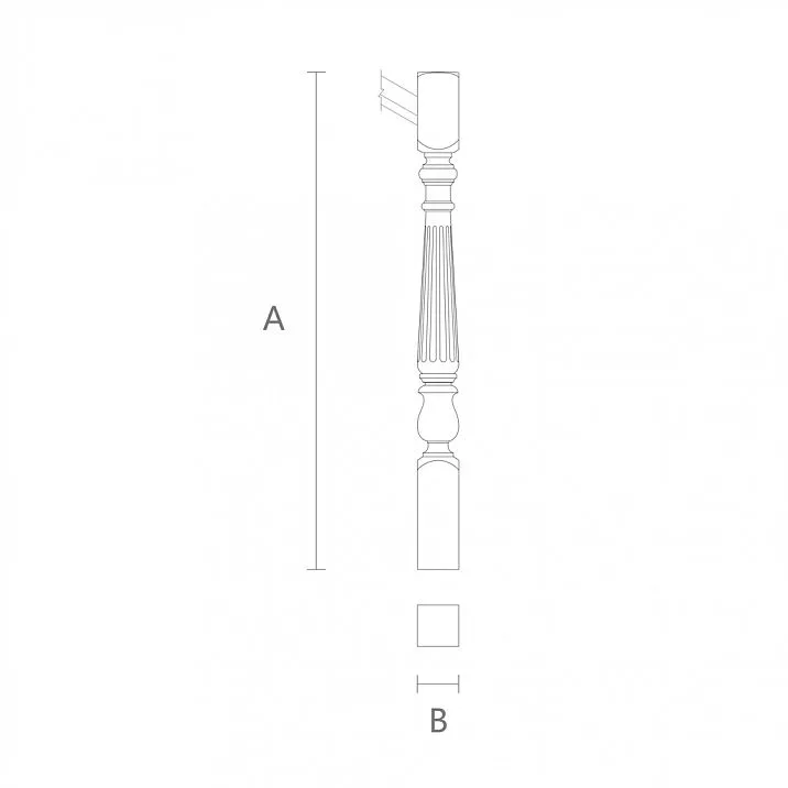 Drawing of a Classic Carved Wooden Stair Post