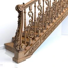 Wooden staircase post L-008, staircase photo