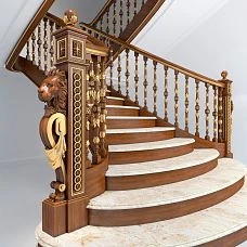 Wooden stair post L-012, staircase photo in detail