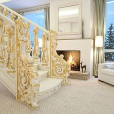 L-107R wooden staircase post - application for staircase shown in photo