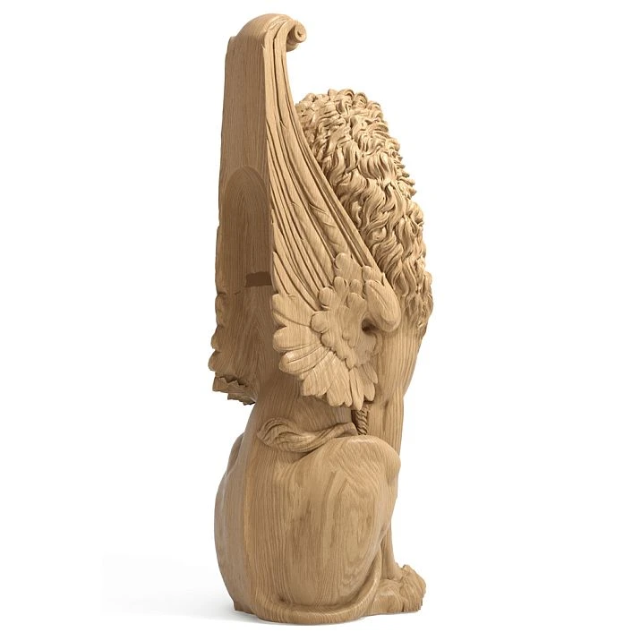 Grand wooden post for staircase made of solid wood, rear view
