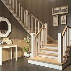 Straight stair posts in interior view
