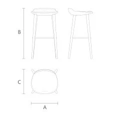 Bar Stool Hygge 003-002 product drawing