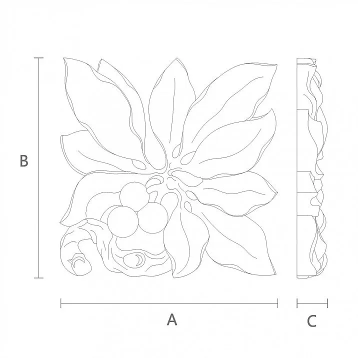 Interior decor - decorative wooden overlay with floral ornament N-318R