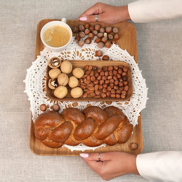 Set of wooden plates for serving