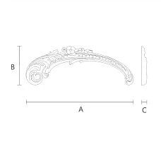 Wooden Decorative Element with Petals and Leaves N-460L Drawing
