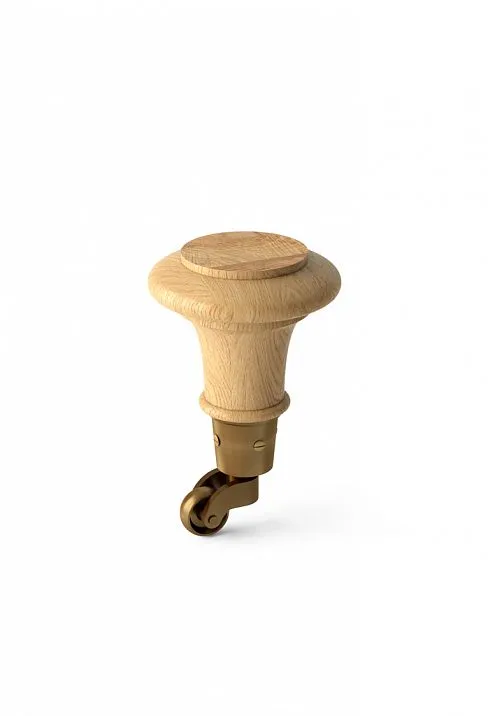 Wooden leg with wheel for furniture