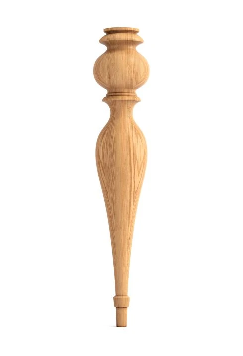 Wooden table leg with a unique grain and structure