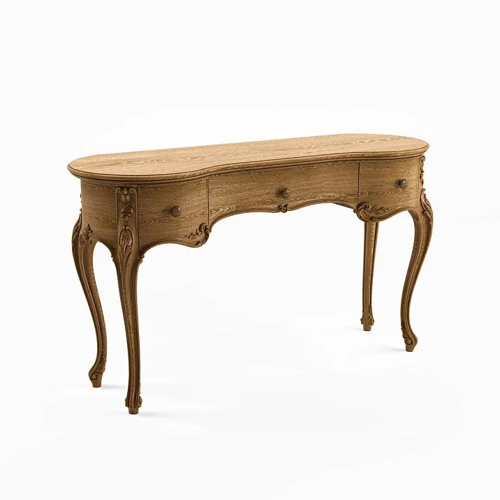 Adele 010-001 vanity, solid oak, natural finish, carved decoration, classic shape