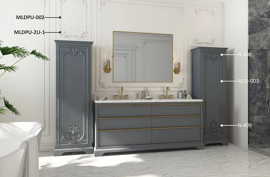 Console KMD-022 with elegant moldings and carved appliqu&eacute;s.
