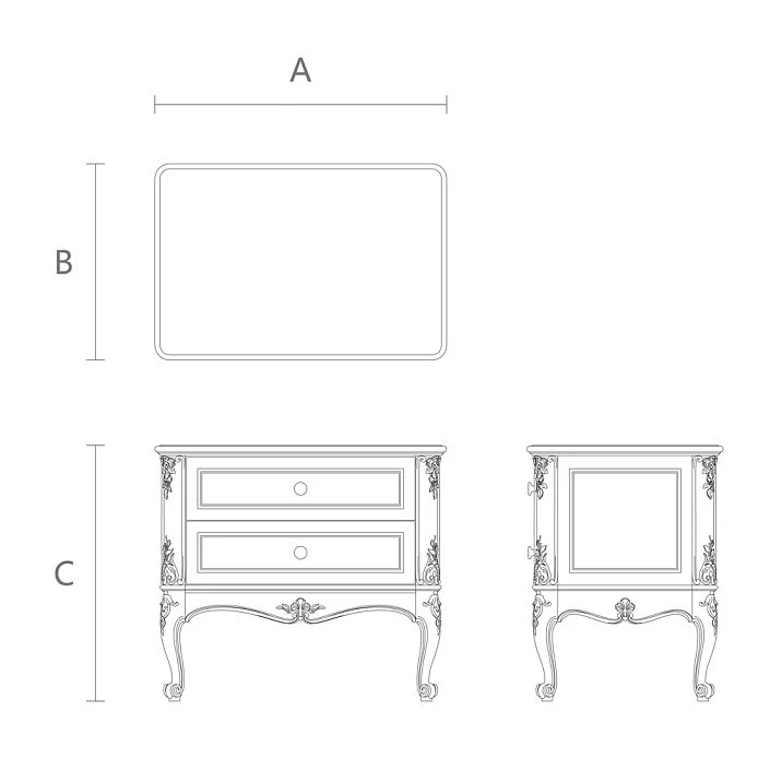 Bedside table Versailles 012-001 drawing
