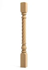 Carved twisted post from beech and oak for staircase