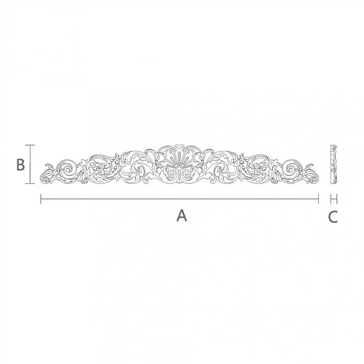 Carved oak or beech wood applique with a beautiful and intricate pattern &mdash; decorative wooden applique N-359