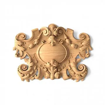 Decorative Wood Inlay with Carved Flowers and Leaves Drawing