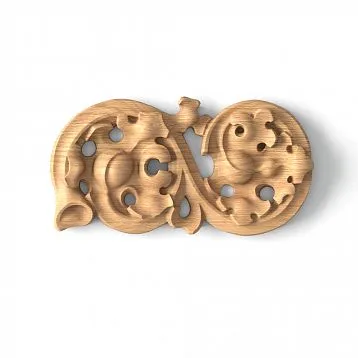 Applique N-347L with Carved Floral Design from Wood