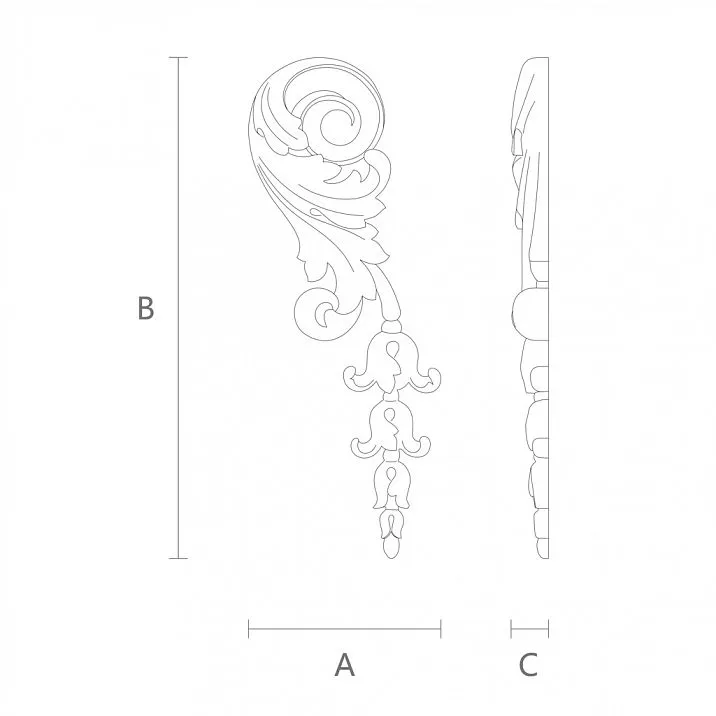 Elegant overlay N-174L made of oak or beech for drawing decoration