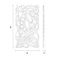 Carved overlay N-272R made of oak with wood carving drawing