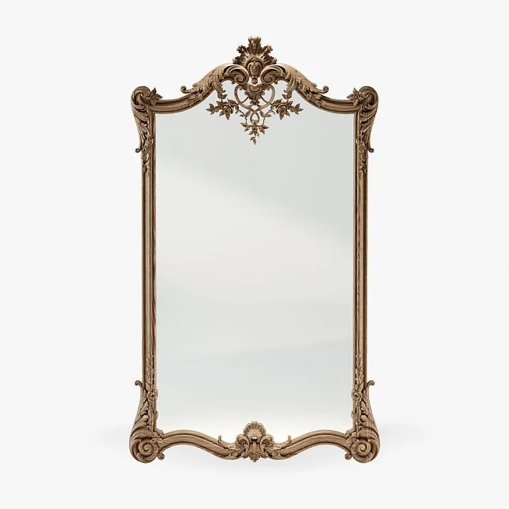 Mirror in carved wooden frame photo