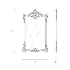 Elegant mirror in wooden frame, drawing