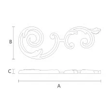Wooden decorative element N-284R with wood carving drawing