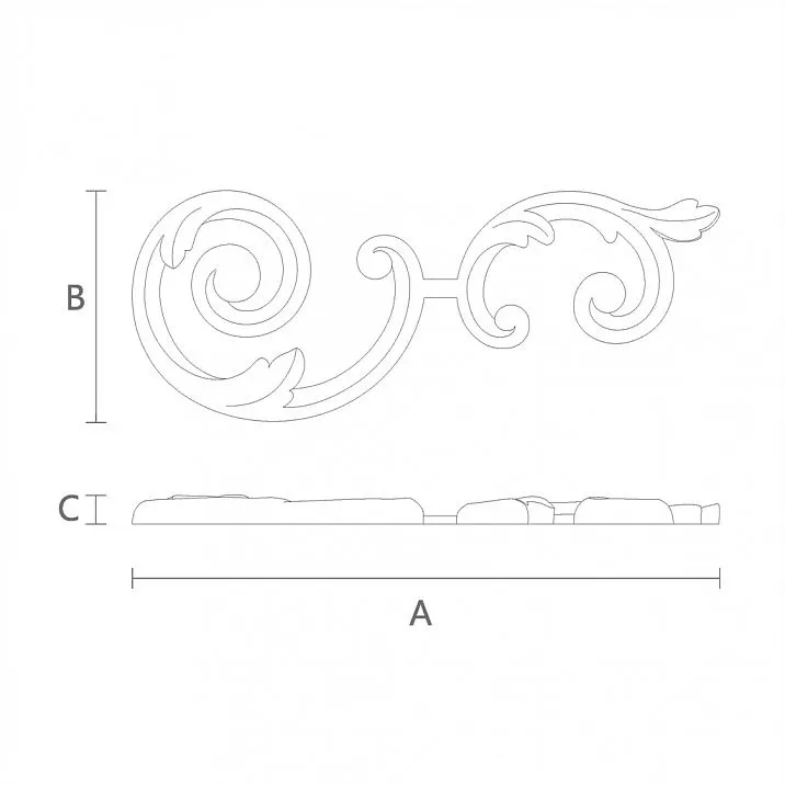 Wooden decorative element N-284R with wood carving drawing